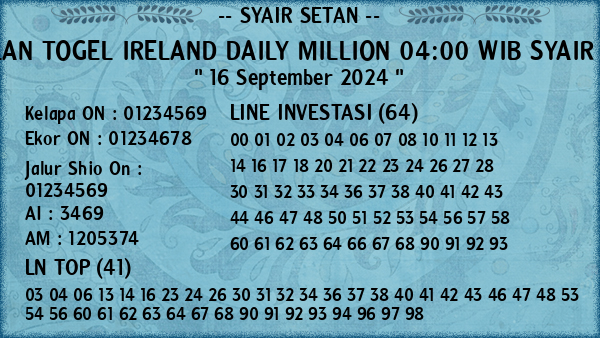 Prediksi Ireland Daily Million 04:00 WIB