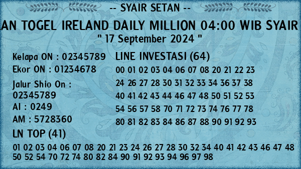 Prediksi Ireland Daily Million 04:00 WIB