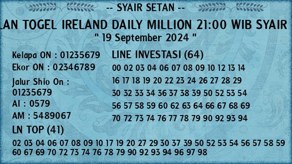 Prediksi Ireland Daily Million 21:00 WIB